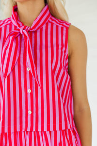 No Need To Wait Red Striped Blouse