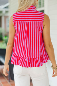 No Need To Wait Red Striped Blouse