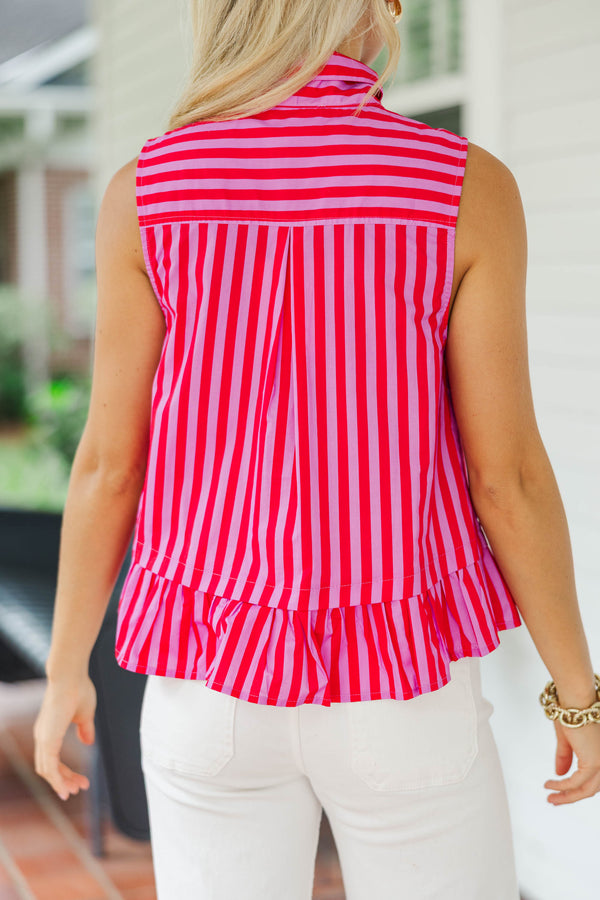 No Need To Wait Red Striped Blouse