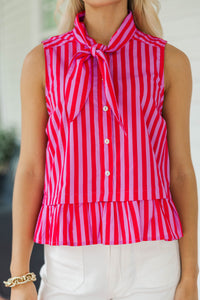 No Need To Wait Red Striped Blouse