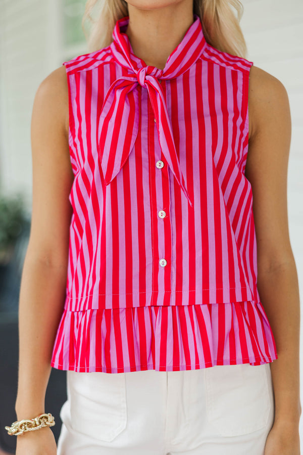 No Need To Wait Red Striped Blouse