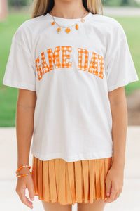 Girls: Game Day Ready Orange Gingham Graphic Tee