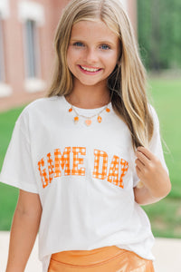 Girls: Game Day Ready Orange Gingham Graphic Tee