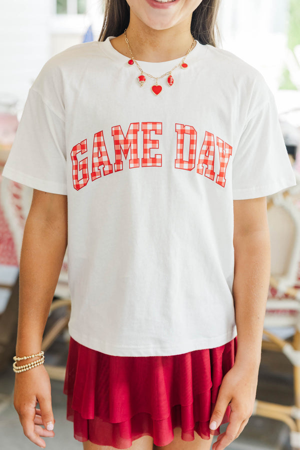 Girls: Game Day Ready Red Gingham Graphic Tee