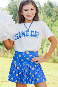 Girls: The Sadie Royal Blue Football Print Skort