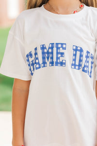 Girls: Game Day Ready Royal Gingham Graphic Tee