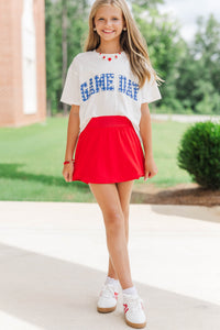 Girls: Game Day Ready Royal Gingham Graphic Tee