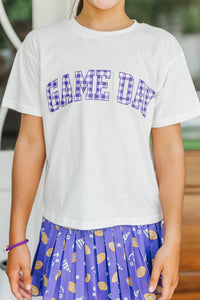 Girls: Game Day Ready Purple Gingham Graphic Tee