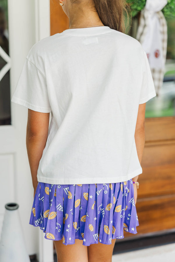 Girls: Game Day Ready Purple Gingham Graphic Tee