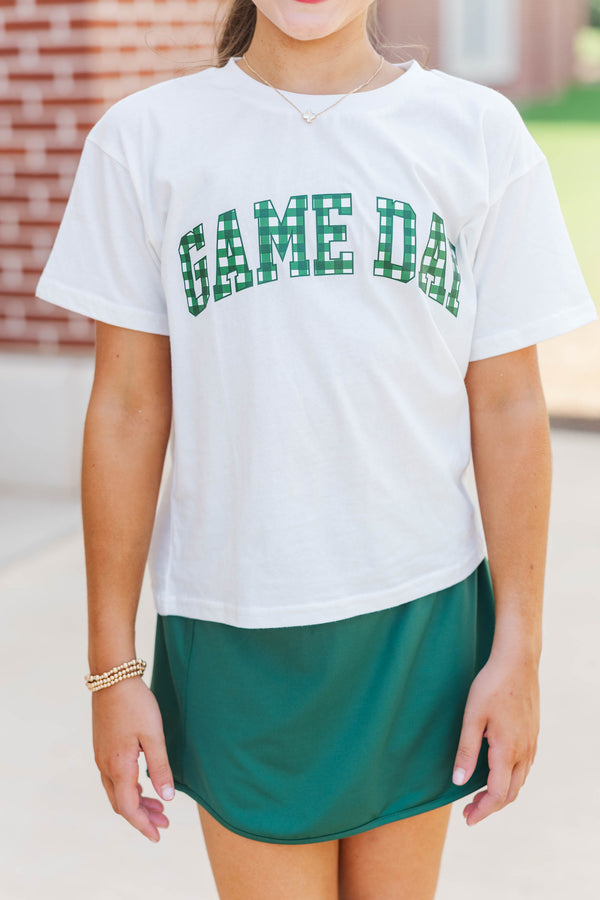 Girls: Game Day Ready Emerald Gingham Graphic Tee