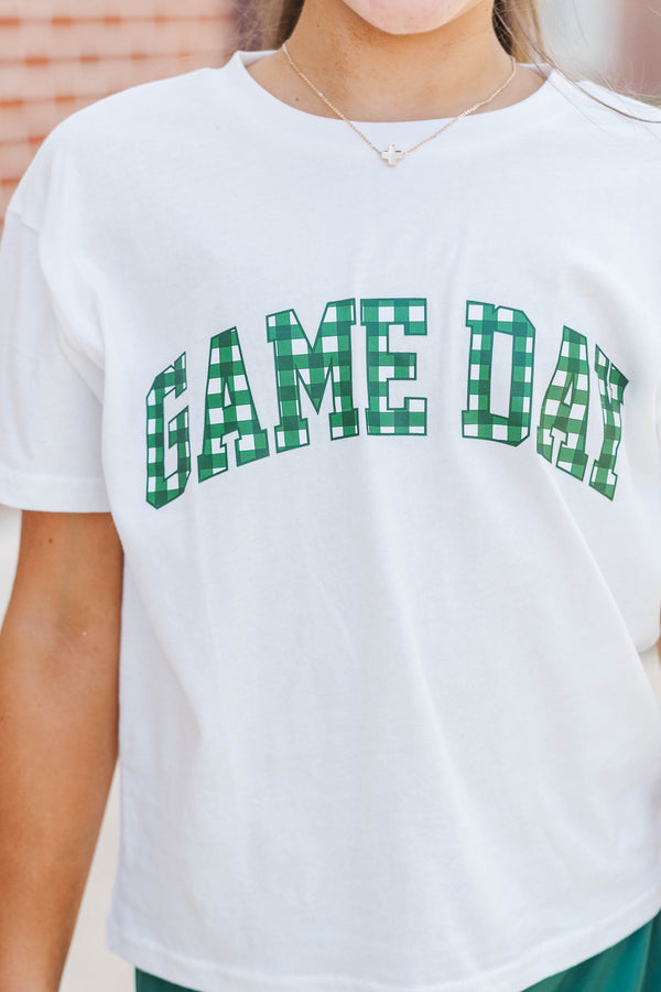 Girls: Game Day Ready Emerald Gingham Graphic Tee