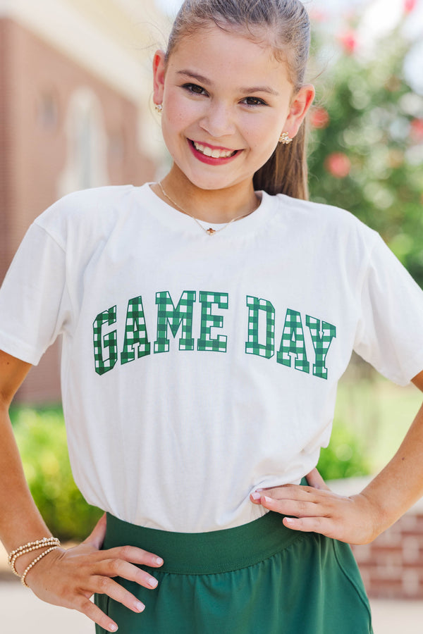 Girls: Game Day Ready Emerald Gingham Graphic Tee