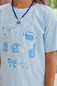 Girls: That Game Day Girl Light Blue Graphic Tee