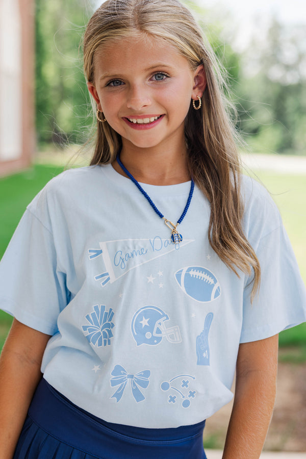 Girls: That Game Day Girl Light Blue Graphic Tee