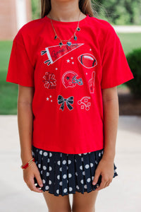 Girls: That Game Day Girl Red Graphic Tee