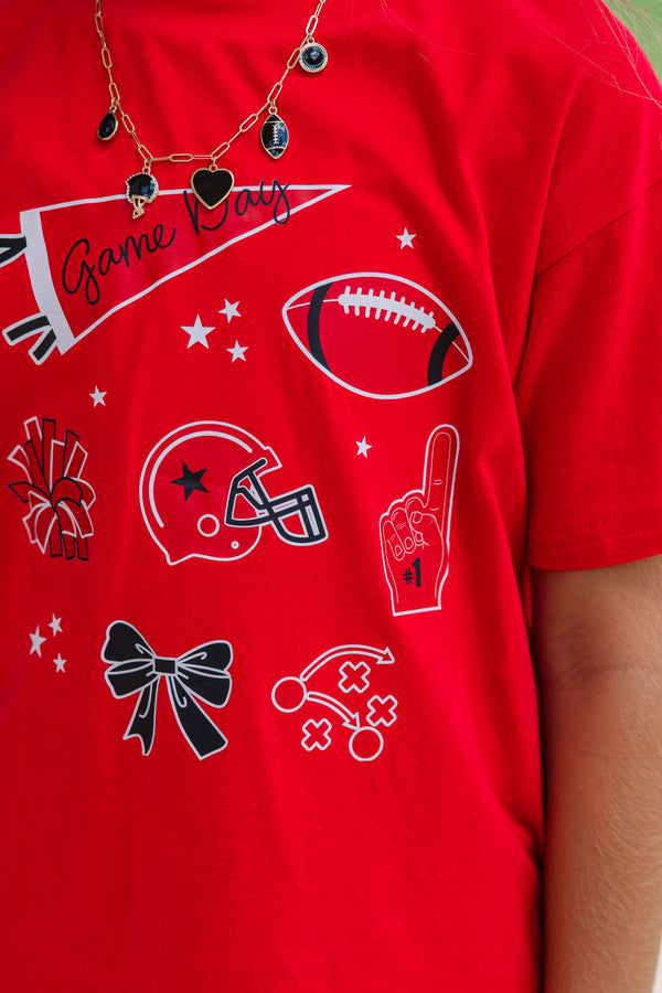 Girls: That Game Day Girl Red Graphic Tee