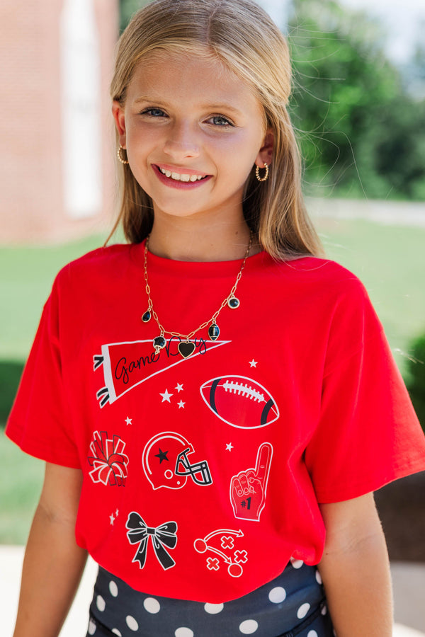 Girls: That Game Day Girl Red Graphic Tee
