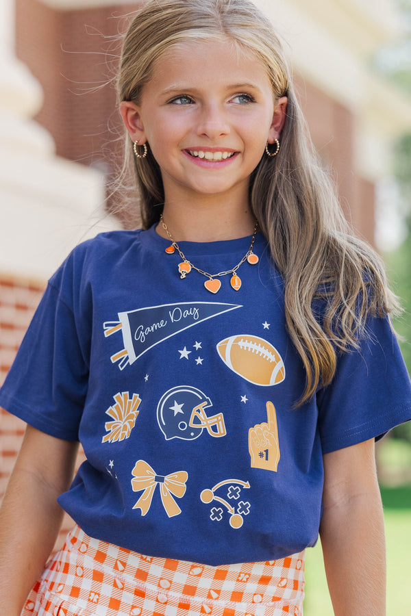 Girls: That Game Day Girl Navy Graphic Tee