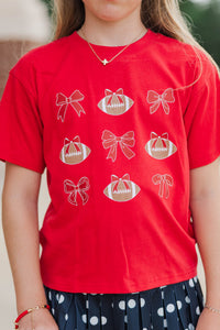 Girls: Touchdown Darling Red Graphic Tee