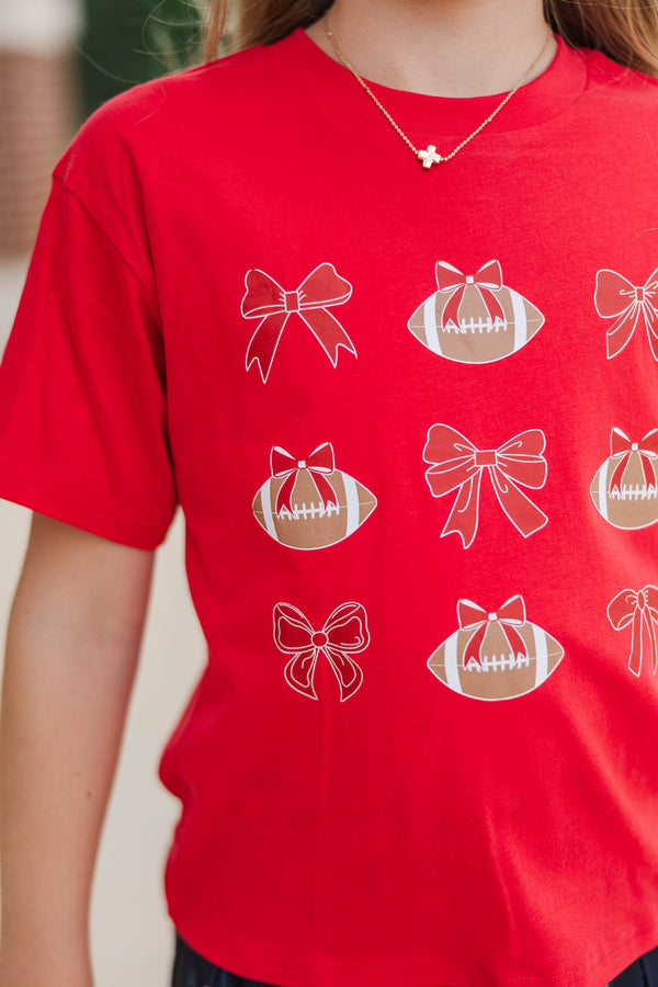 Girls: Touchdown Darling Red Graphic Tee
