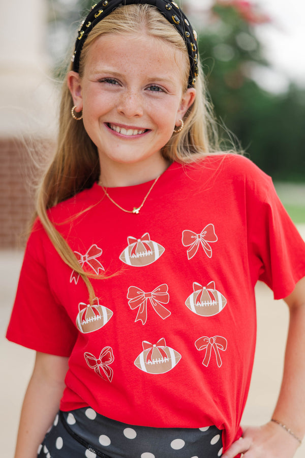 Girls: Touchdown Darling Red Graphic Tee