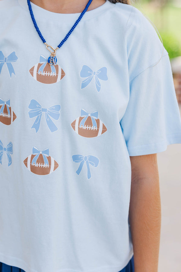 Girls: Touchdown Darling Light Blue Graphic Tee