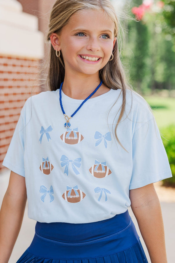 Girls: Touchdown Darling Light Blue Graphic Tee