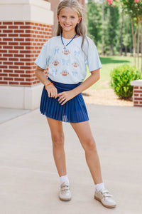 Girls: Touchdown Darling Light Blue Graphic Tee