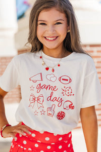 Girls: Game Day Mood Red Graphic Tee
