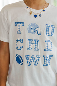 Girls: Touchdown Time Royal Gingham Graphic Tee
