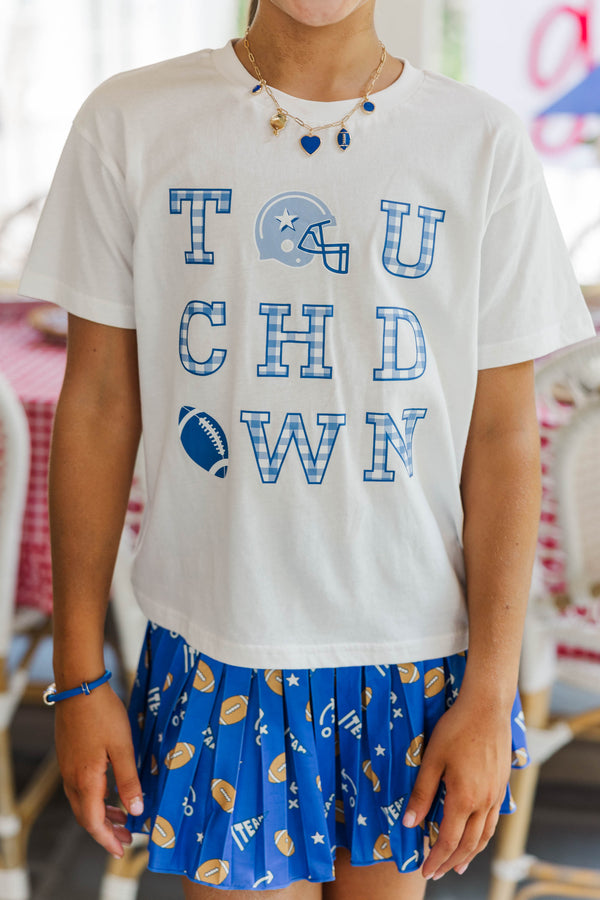 Girls: Touchdown Time Royal Gingham Graphic Tee