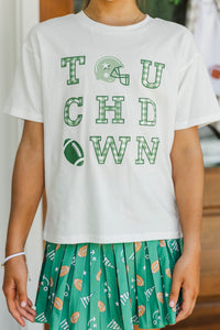 Girls: Touchdown Time Emerald Gingham Graphic Tee