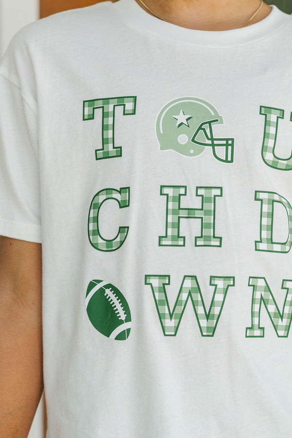 Girls: Touchdown Time Emerald Gingham Graphic Tee