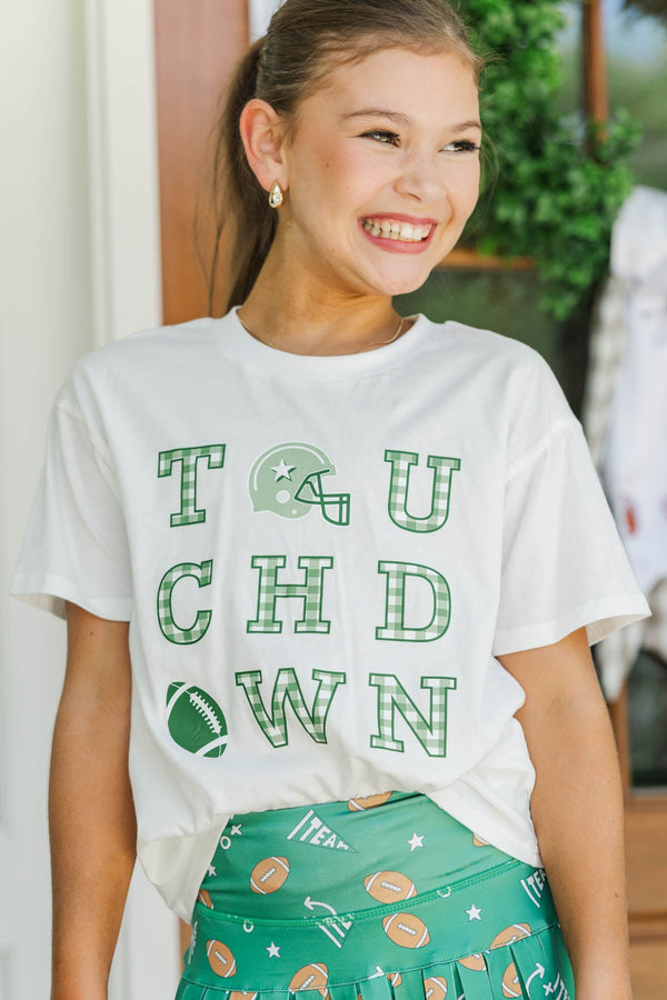 Girls: Touchdown Time Emerald Gingham Graphic Tee