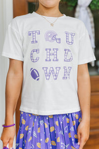 Girls: Touchdown Time Purple Gingham Graphic Tee