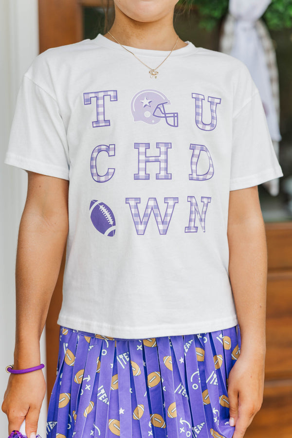 Girls: Touchdown Time Purple Gingham Graphic Tee
