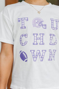 Girls: Touchdown Time Purple Gingham Graphic Tee