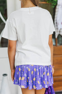 Girls: Touchdown Time Purple Gingham Graphic Tee