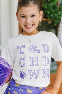 Girls: Touchdown Time Purple Gingham Graphic Tee