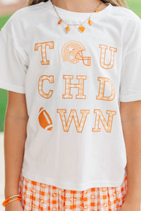 Girls: Touchdown Time Orange Gingham Graphic Tee