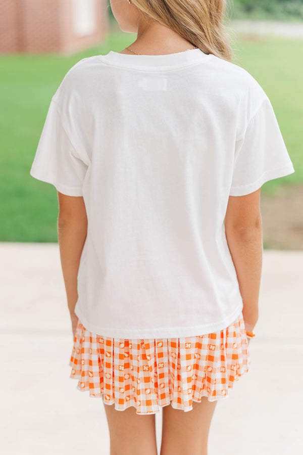 Girls: Touchdown Time Orange Gingham Graphic Tee