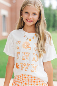 Girls: Touchdown Time Orange Gingham Graphic Tee