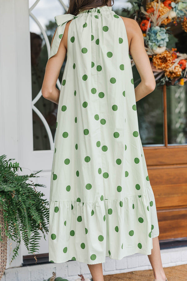 Own It Sage Polka Dot Midi Dress