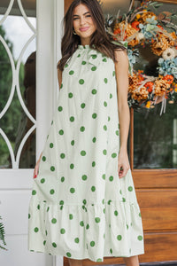 Own It Sage Polka Dot Midi Dress