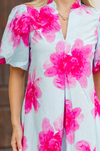 Worth Every Moment Blue Large Floral Midi Dress