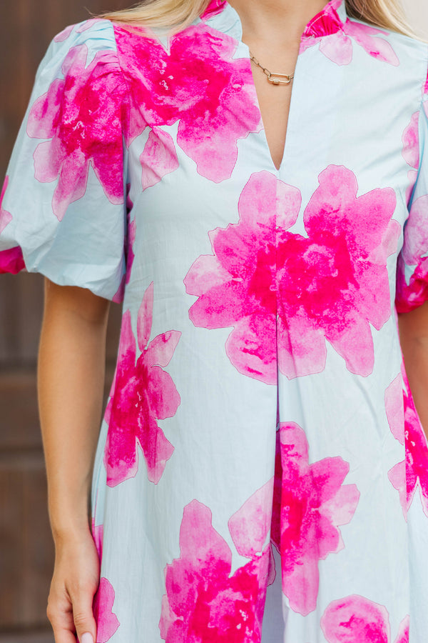 Worth Every Moment Blue Large Floral Midi Dress
