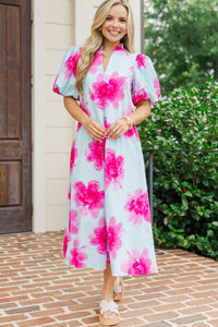 Worth Every Moment Blue Large Floral Midi Dress