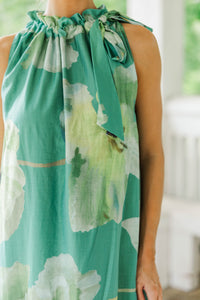 Effortlessly Bold Sage Floral Midi Dress
