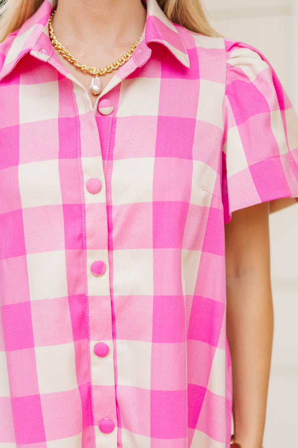Perfectly Placed Pink Gingham Dress