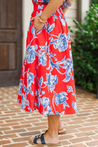 Purely Charming Red Floral Skirt